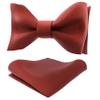 Adam Young Men's Terracotta Self Tie Bow Tie with Pocket Square Formal Satin Classy Bowtie for Tuxedo Faux Silk (Classic, Rust) view 1