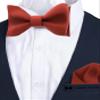 Adam Young Men's Terracotta Self Tie Bow Tie with Pocket Square Formal Satin Classy Bowtie for Tuxedo Faux Silk (Classic, Rust) view 2
