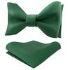 Adam Young Men's Emerald Green Self Tie Bow Tie with Pocket Square Formal Satin Classy Bowtie for Tuxedo Faux Silk (Classic, Juniper)