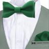Adam Young Men's Emerald Green Self Tie Bow Tie with Pocket Square Formal Satin Classy Bowtie for Tuxedo Faux Silk (Classic, Juniper) view 2