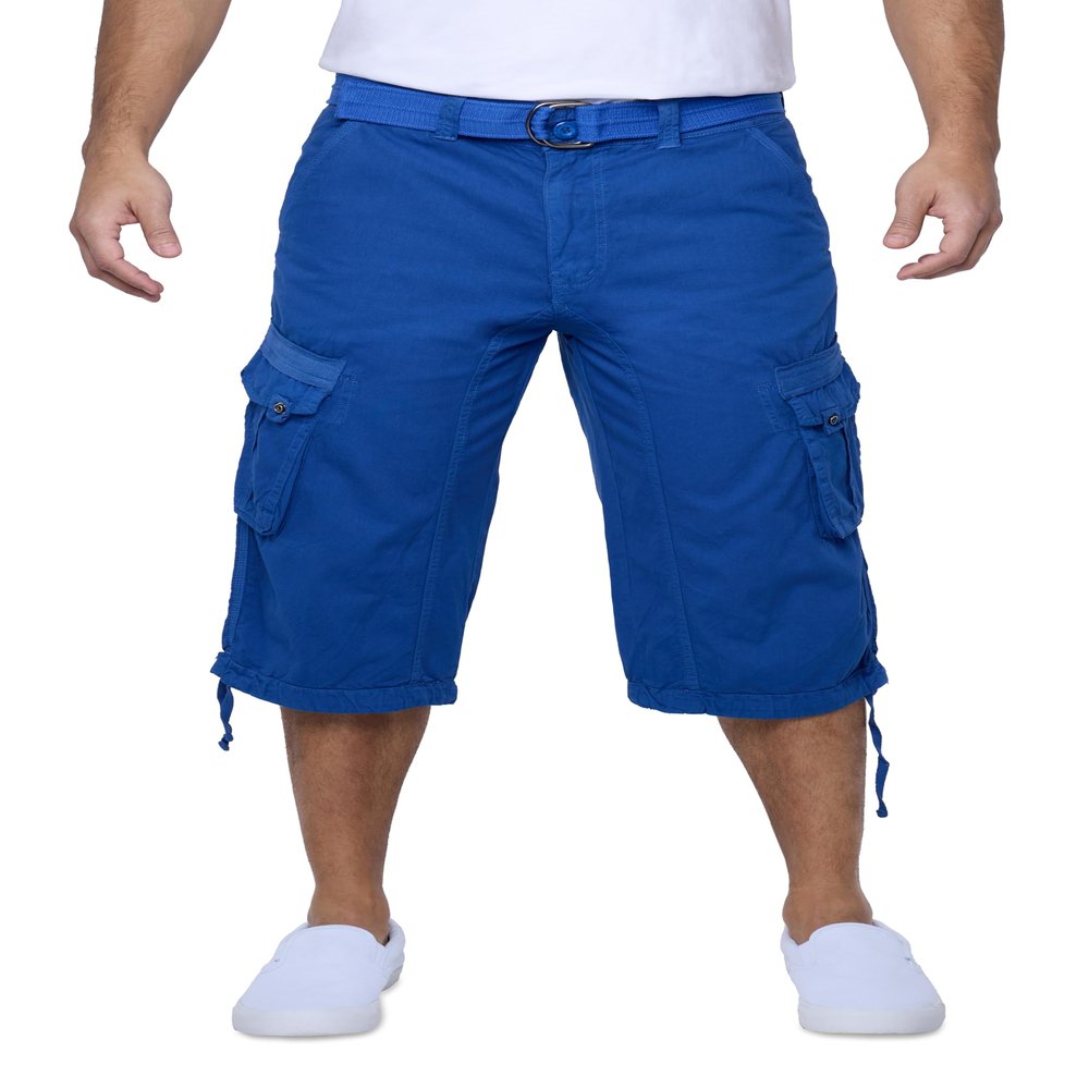 X RAY Men's Belted Long Cargo Shorts for Men, Below Knee Length Mens Cargo Shorts, 3/4 Pants (Big and Tall Shorts for Men) Royal Blue 38