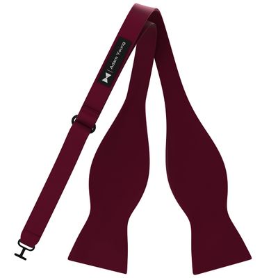 Adam Young Men's Wine Red Self Tie Bow Tie Formal Satin Classy Bowtie for Tuxedo Faux Silk (Classic, Maroon Red)