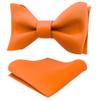 Adam Young Men's Burn Pumpkin Self Tie Bow Tie with Pocket Square Formal Satin Classy Bowtie for Tuxedo Faux Silk (Classic, Orange)