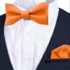 Adam Young Men's Burn Pumpkin Self Tie Bow Tie with Pocket Square Formal Satin Classy Bowtie for Tuxedo Faux Silk (Classic, Orange) view 2