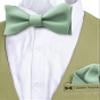 Adam Young Men's Green Fern Self Tie Bow Tie with Pocket Square Formal Satin Classy Bowtie for Tuxedo Faux Silk (Classic, Deep Sage) view 2