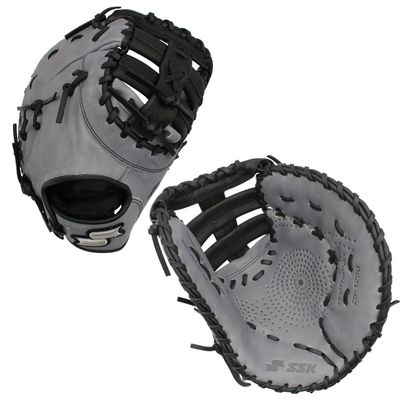 SSK Z5 Craftsman Baseball First Base Mitt  12  12.25  12.5  Right & Left Hand Throw (12.5" - Right Hand Throw, Grey/Black)