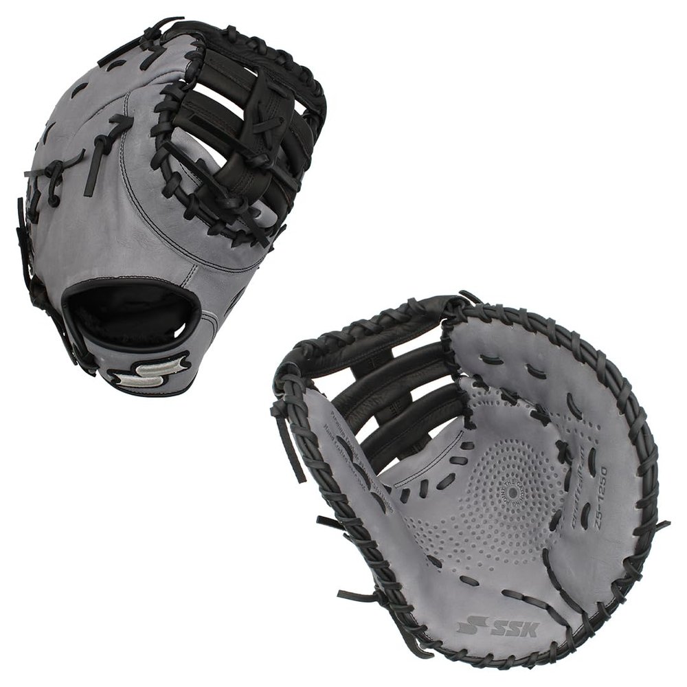 SSK Z5 Craftsman Baseball First Base Mitt  12  12.25  12.5  Right & Left Hand Throw (12.5" - Left Hand Throw, Grey/Black)