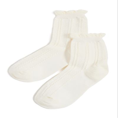 STEMS Women's Pointelle Crew Socks, White, One Size