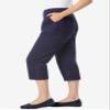 Woman Within Plus Size Petite Adjustable Waist Chino Capri - 34 W, Navy view 3