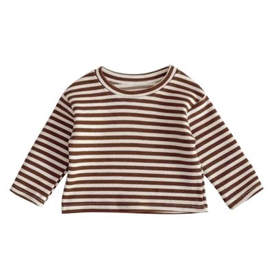 Baby Newborn Infant Girls Boys Spring Autumn Striped Long Sleeve Tshirt Undershirt Boy Size 10 Fall (Brown, 6-12 Months)
