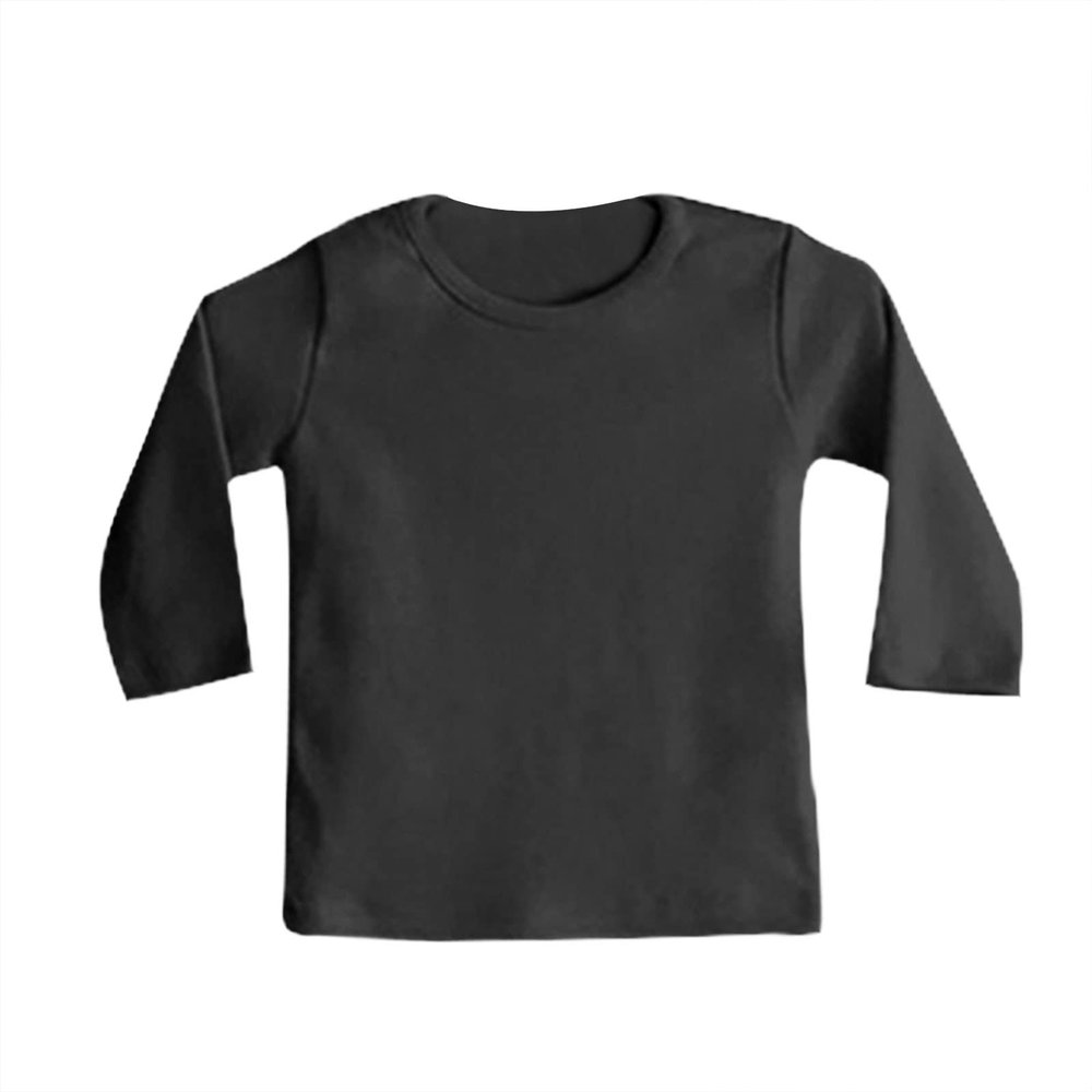 Baby Newborn Infant Girls Boys Spring Autumn Solid Long Sleeve T Shirt Undershirt Compression Tops (Black, 6-12 Months)