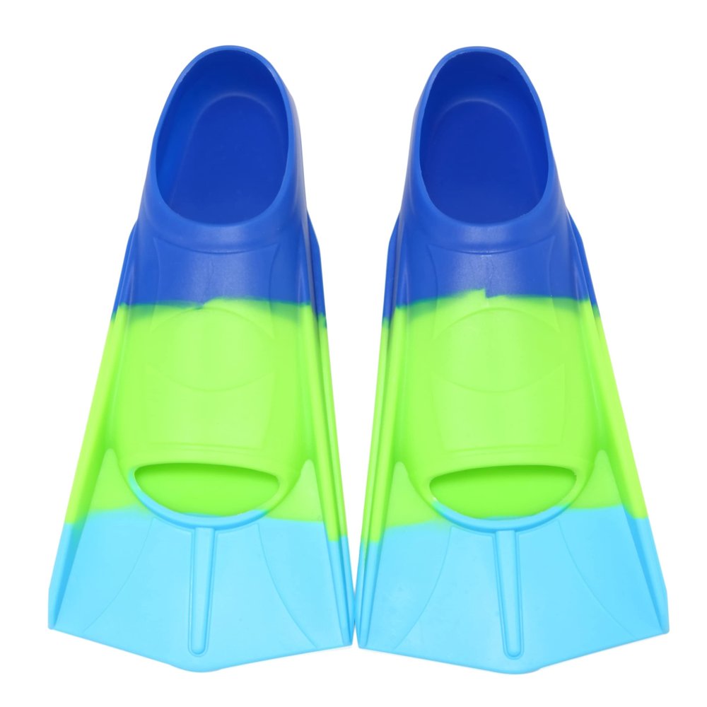 Fanwill Kids Swim Fins,Short Comfortable Flippers for Lap Swimming and Training for Children,Girls,Boys Youth,Beginners(Blue/Green/SkyBlue, XS)