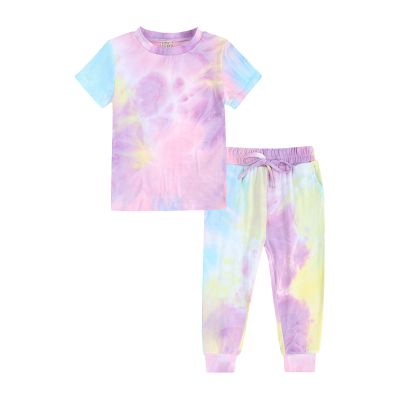 Kids Toddler Boy Girls Clothes Sports Casual Tie Dye Prints Short Sleeves T Shirt Baby Girl Winter (Purple, 3-4 Years)