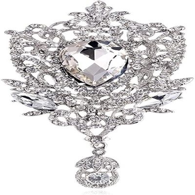 AVRYN Crystal Broochs,Brooch Pins,Shawl Clips, Pin Badge,Women's Rhinestone Decor Pin Brooch Wedding Jewellery White Scarf