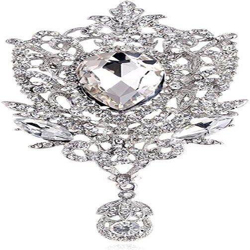 AVRYN Crystal Broochs,Brooch Pins,Shawl Clips, Pin Badge,Women's Rhinestone Decor Pin Brooch Wedding Jewellery White Scarf