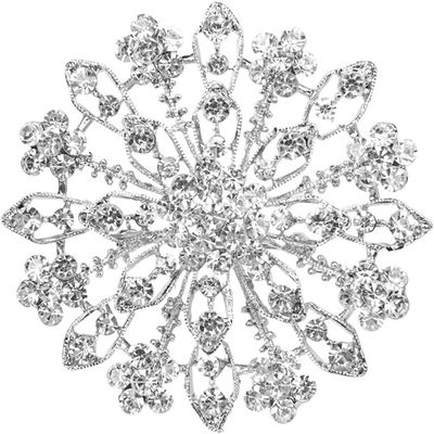 AVRYN Crystal Broochs,Brooch Pins,Shawl Clips, Pin Badge,Floral Rhinestone Bridal Brooch Pin Wedding Prom Jewellery 6.5cm-Silver