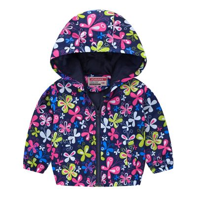 Toddler Kids Baby Boys Girls Cartoon Dinosaur Rainbow Camouflage Zip Windproof Jacket Coat Girl 18 (Navy, 2-3 Years)