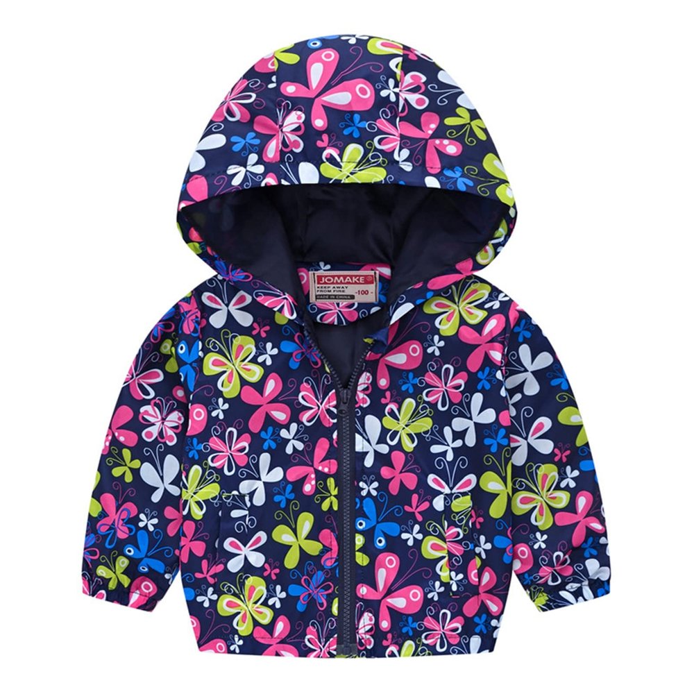 Toddler Kids Baby Boys Girls Cartoon Dinosaur Rainbow Camouflage Zip Windproof Jacket Coat Girl 18 (Navy, 2-3 Years)