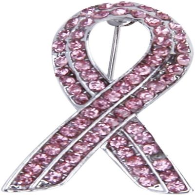 AVRYN Crystal Broochs,Brooch Pins,Shawl Clips, Pin Badge,Breast Cancer Awareness Pink Ribbon Pin Brooch with Rhinestones