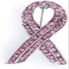 AVRYN Crystal Broochs,Brooch Pins,Shawl Clips, Pin Badge,Breast Cancer Awareness Pink Ribbon Pin Brooch with Rhinestones view 2