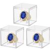 Championship Ring Display Case 3pcs Clear Acrylic Plastic Baseball Display Case Small Showcase with Mini Card Stand Holder Square Storage Box for Jewelry Sport Ring Candy Box view 1