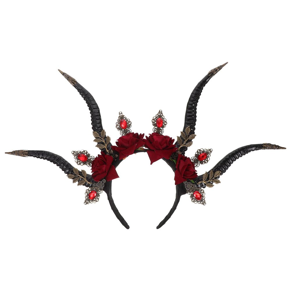 Beavorty Devil Horn Headdress Gothic Antelope Horn Headband for Halloween Party Cosplay Festival Photo Props