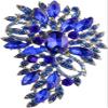 AVRYN Crystal Broochs,Brooch Pins,Shawl Clips, Pin Badge,Stylish Blue Rhinestone Crystal Flower Brooch for Parties. view 3