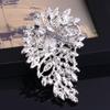 AVRYN Crystal Broochs,Brooch Pins,Shawl Clips, Pin Badge,Stylish Blue Rhinestone Crystal Flower Brooch for Parties. view 4