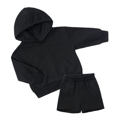 MYGBCPJS Boys Girls 2 Pcs Sweat Suit Kids Long Sleeve Pullover Hoodie + Elastic Waist Shorts Pockets Set Jogger Outfits