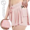 Womens 2 in 1 Flowy Athletic Shorts with Pocket Butterfly Running Workout Shorts Sweat Spandex Lounge Gym Yoga Summer Skirts (Light Pink,Small) view 2