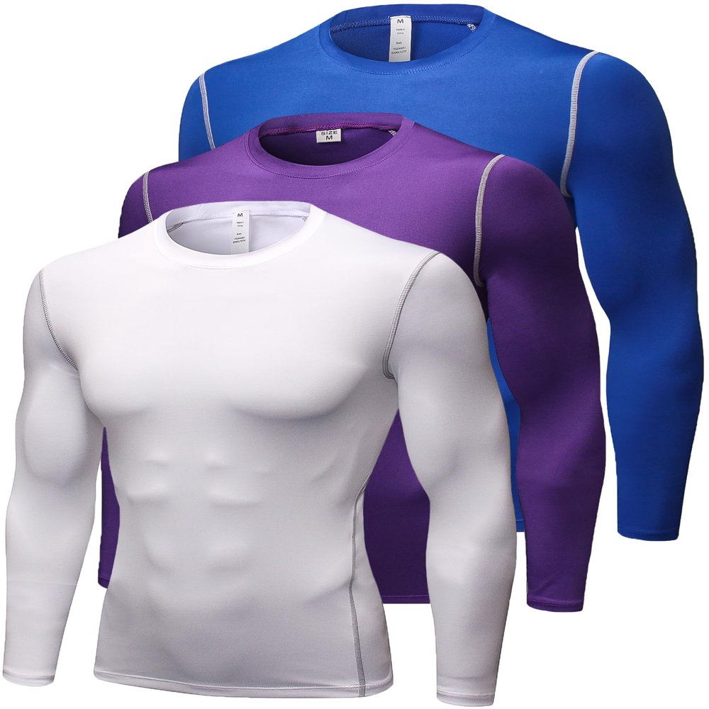 Mens Compression Shirts Workout Cool Dry Tops Sports Athletic Gym Base Layer Undershirt Running Basketball T Shirt