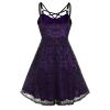 Women's Sleeveless Punk Dresses Camisole Skull Print Lace Swing Dress Halloween Spaghetti Strap Steampunk Dress Goth Clothes view 2