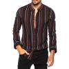 Striped Shirt for Men Vintage Button Up Long Sleeve Casual Dress Shirts Regular Fit Big and Tall Retro Cotton T-Shirts A-Brown view 1
