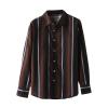 Striped Shirt for Men Vintage Button Up Long Sleeve Casual Dress Shirts Regular Fit Big and Tall Retro Cotton T-Shirts A-Brown view 2