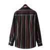 Striped Shirt for Men Vintage Button Up Long Sleeve Casual Dress Shirts Regular Fit Big and Tall Retro Cotton T-Shirts A-Brown view 3