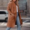 Women's Open Front Knited Loose Cardigan Casual Long Sleeve Draped Knit Pockets Long Jackets Sweater Coffee view 3