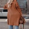 Women's Open Front Knited Loose Cardigan Casual Long Sleeve Draped Knit Pockets Long Jackets Sweater Coffee view 4