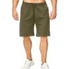 Maiyifu-GJ Men's Linen Casual Classic Fit Short Elastic Waist Drawstring Summer Beach Shorts Running Lounge Short Pants (ArmyGreen,X-Large) view 1