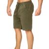 Maiyifu-GJ Men's Linen Casual Classic Fit Short Elastic Waist Drawstring Summer Beach Shorts Running Lounge Short Pants (ArmyGreen,X-Large) view 3
