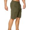Maiyifu-GJ Men's Linen Casual Classic Fit Short Elastic Waist Drawstring Summer Beach Shorts Running Lounge Short Pants (ArmyGreen,X-Large) view 4