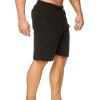 Men's Linen Casual Classic Fit Short Elastic Waist Drawstring Summer Beach Shorts Running Lounge Short Pants (Black,X-Large) view 4