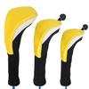 DSLED Simple Golf Club Head Cover, 1 3 5 Wood Cover, Iron Cover, Sand Cover, 3pcs Golf Club Head Covers, Long Neck Mesh Golf Club Headcovers Set (Color : Yellow and White) view 1