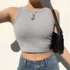 Ladies Sleeveless Short Tank Tops Stretch Racer-Back Camisole Crop Top Women Sexy Streetwear T Shirt Braless (Color : Gray, Size : L/Large) view 2