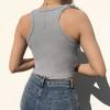 Ladies Sleeveless Short Tank Tops Stretch Racer-Back Camisole Crop Top Women Sexy Streetwear T Shirt Braless (Color : Gray, Size : L/Large) view 3