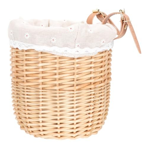 Decorative Woven Bike Basket Vintage Style Multi-Function Bike Basket Capacity Buckles and Unique Weaving Texture for Biking Pet Transport and Storage