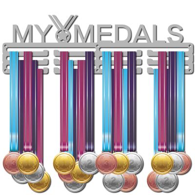 CREATCABIN My Medals Holder Sport Hanger Display Stand Wall Mount Decor Medal Holders for Sports Home Badge 3 Rung Medalist Running Gymnastics Over 60 Medals 15.7inch