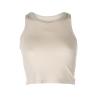 Ladies Sleeveless Short Tank Tops Stretch Racer-Back Camisole Crop Top Women Sexy Streetwear T Shirt Braless (Color : Khaki, Size : L/Large) view 1