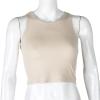Ladies Sleeveless Short Tank Tops Stretch Racer-Back Camisole Crop Top Women Sexy Streetwear T Shirt Braless (Color : Khaki, Size : L/Large) view 4