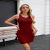 Valiamcep Womens Summer Ribbed Knit Bodycon Mini Tank Dresses Wine Red S view 2