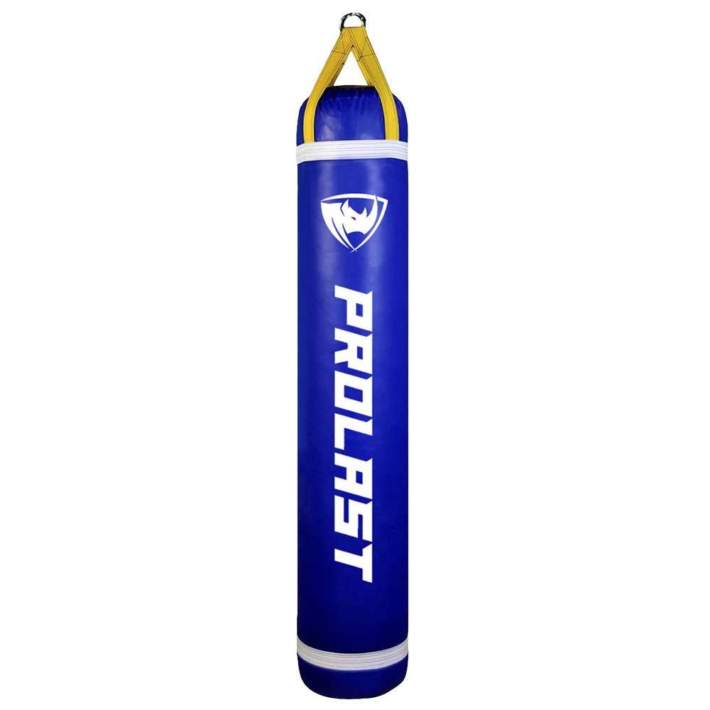 PROLAST Heavy Punching Kicking Bag for Adults, Boxing, MMA, Martial Arts, Muay Thai, Strength Training Equipment, Unfilled, 6ft, 150 lbs, Vertical Logo, Blue